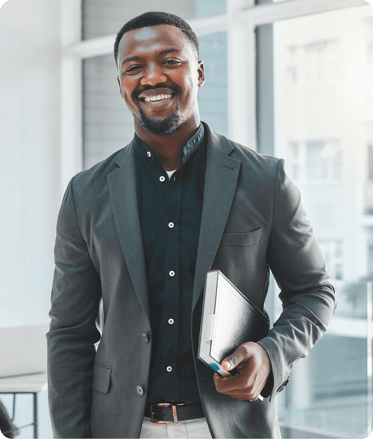 Confident businessman in office setting